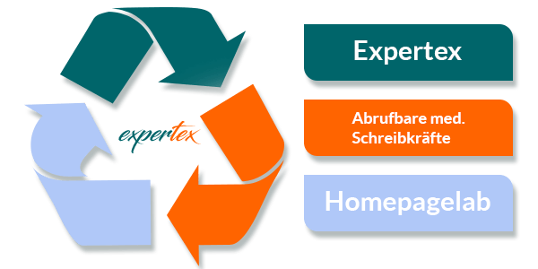 Expertex arbeitet mit weiteren medizinischen Schreibkräften und der Fa.Homepagelab